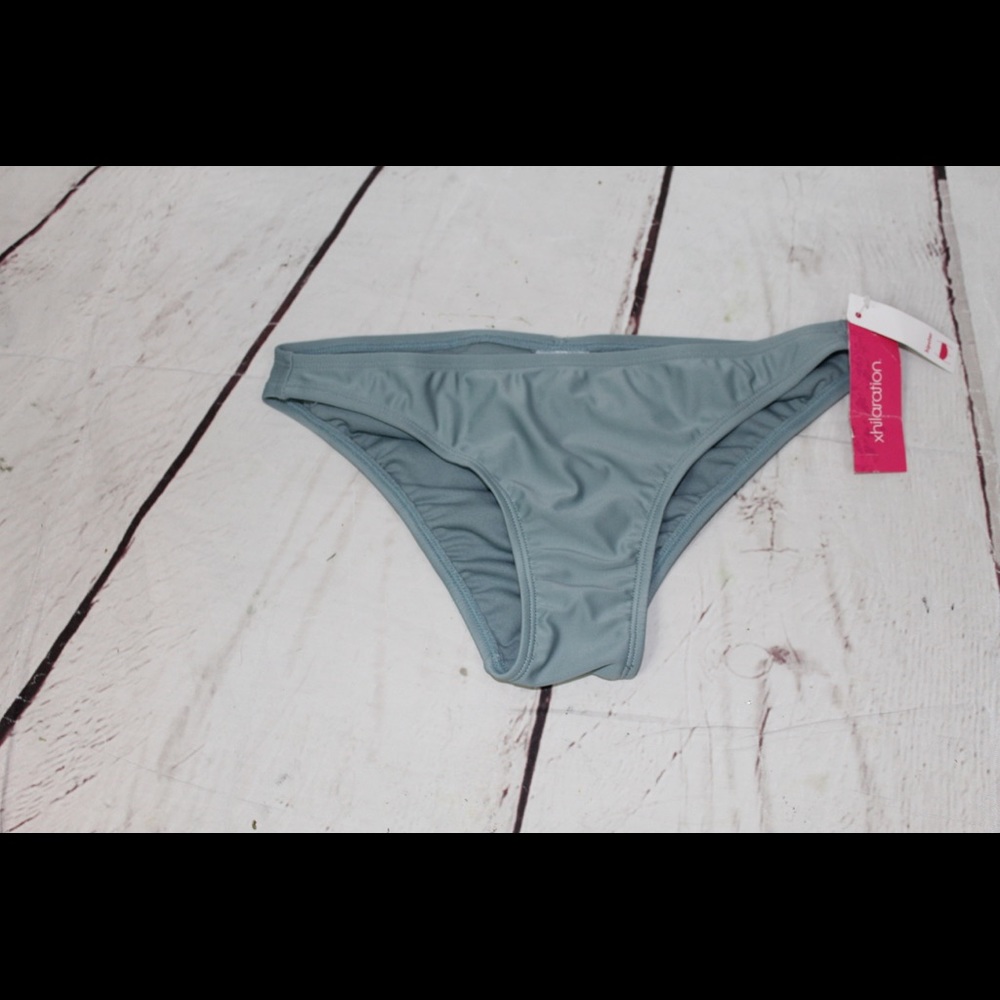 JUNIORS RIBBED CHEEKY BIKINI BOTTOM XHILARATION.